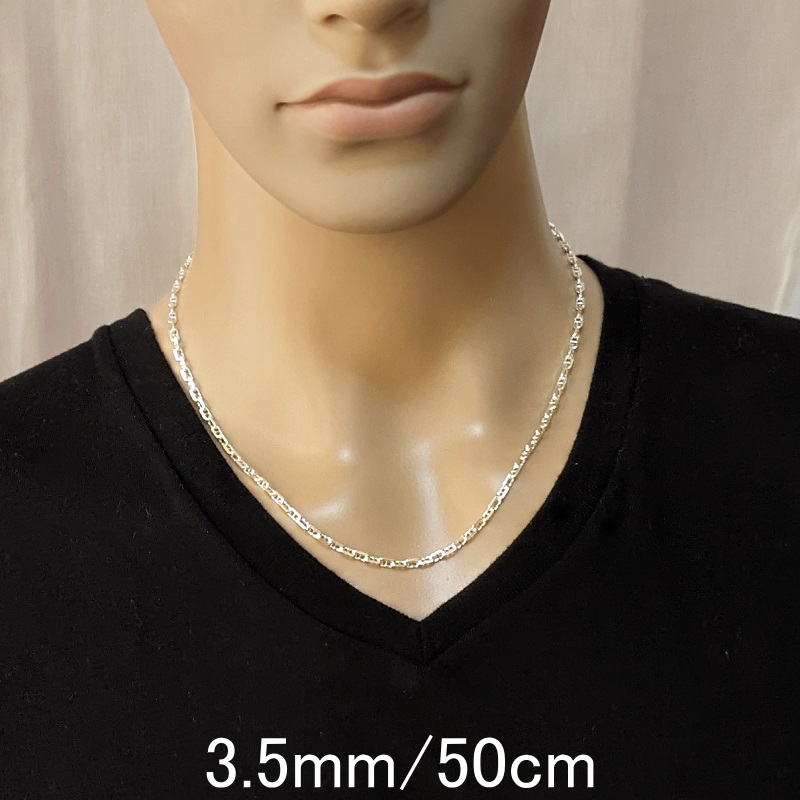 太め メンズネックレスチェーン シルバー925 アンカーチェーン シルバーネックレス チェーン のみ だけ マリンネックレス 【幅3.5mm/45cm50cm55cm60cm】