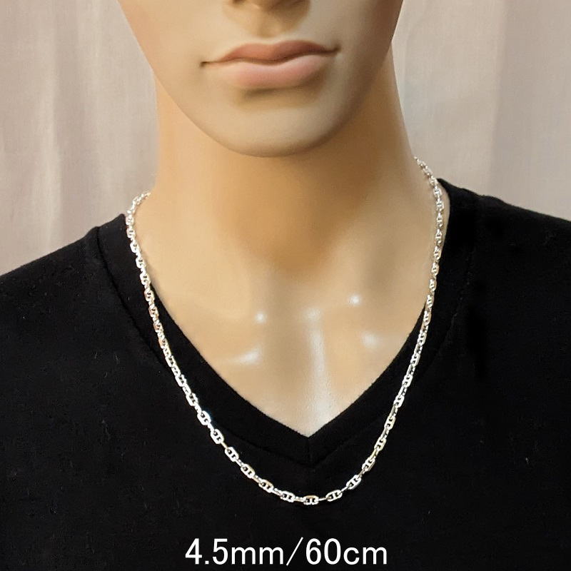 太い メンズネックレスチェーン シルバー925 アンカーチェーン シルバーネックレス チェーン のみ だけ マリンネックレス 【幅4.5mm/45cm50cm55cm60cm】