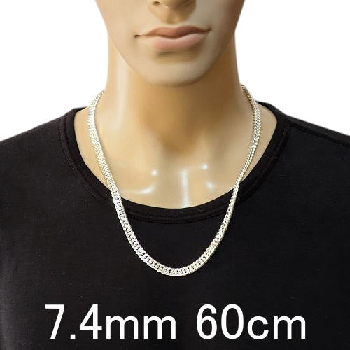 極太 7.4mm 太め チェーン ネックレス メンズ ダブル 喜平ネックレス シルバー925 シルバーネックレス メンズネックレス シルバーチェーン キヘイ きへい シンプル 喜平 チェーン だけ 男性