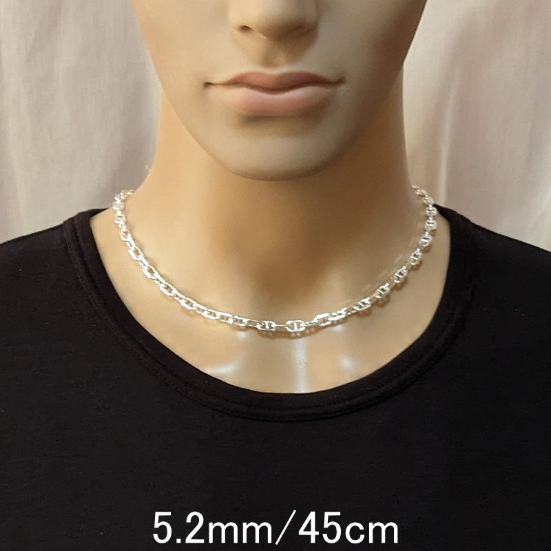 極太 メンズネックレスチェーン シルバー925 アンカーチェーン シルバーネックレス チェーン のみ だけ マリンネックレス 【幅5.2mm/45cm50cm55cm60cm】