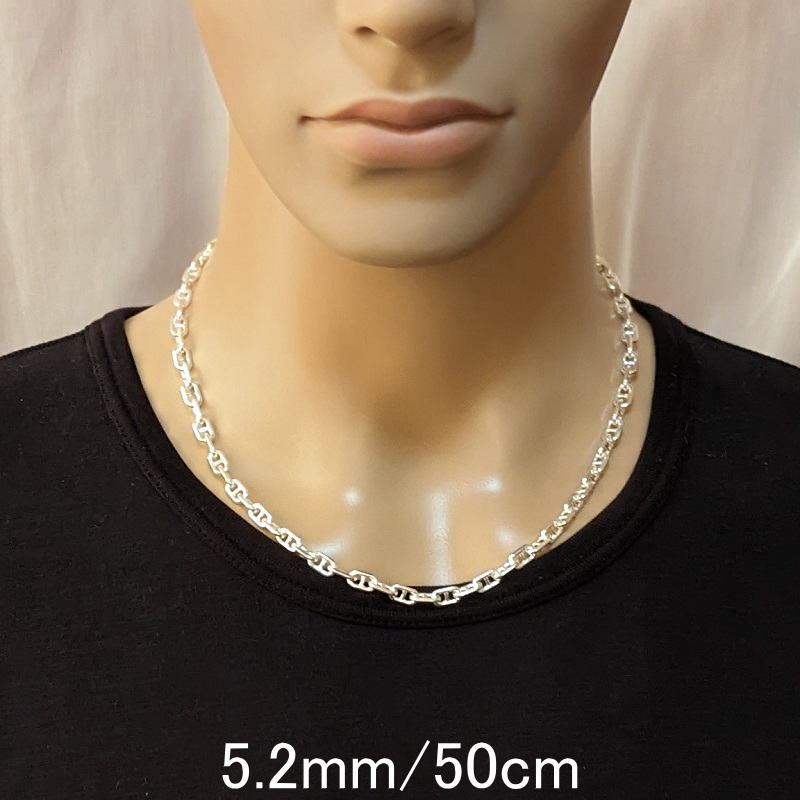 極太 メンズネックレスチェーン シルバー925 アンカーチェーン シルバーネックレス チェーン のみ だけ マリンネックレス 【幅5.2mm/45cm50cm55cm60cm】