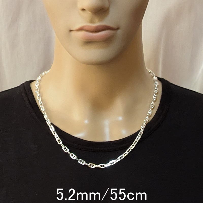極太 メンズネックレスチェーン シルバー925 アンカーチェーン シルバーネックレス チェーン のみ だけ マリンネックレス 【幅5.2mm/45cm50cm55cm60cm】