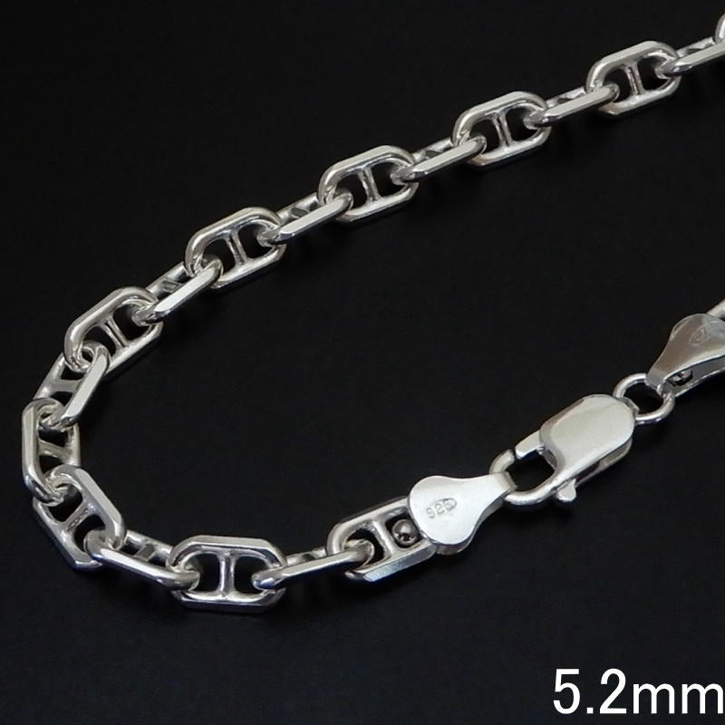 極太 メンズネックレスチェーン シルバー925 アンカーチェーン シルバーネックレス チェーン のみ だけ マリンネックレス 【幅5.2mm/45cm50cm55cm60cm】