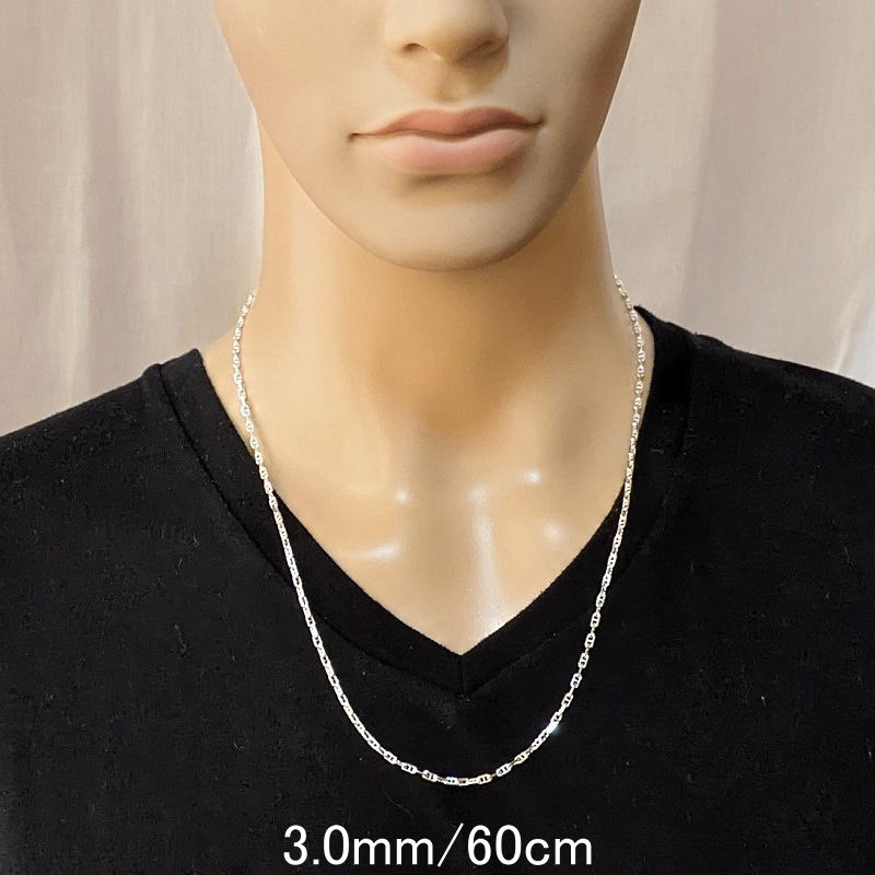 メンズネックレスチェーン シルバー925 アンカーチェーン シルバーネックレス チェーン のみ だけ マリンネックレス 【幅3mm/40cm45cm50cm55cm60cm】