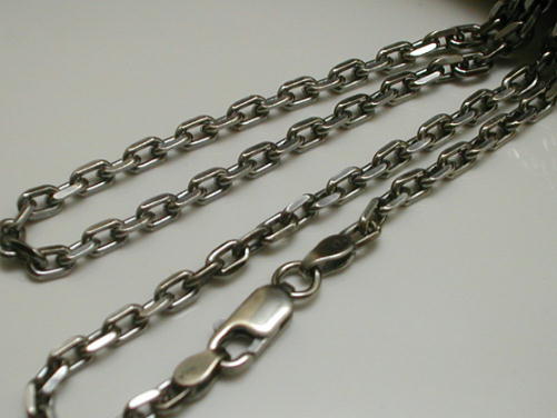 【燻し加工】 あずきチェーン チェーン ネックレス メンズ シルバー925 シルバーネックレス メンズネックレス 太め 存在感ある シルバーチェーン 4面 あずきネックレス 男 小豆 アズキ 【幅2.6mm/40cm45cm50cm55cm60cm】