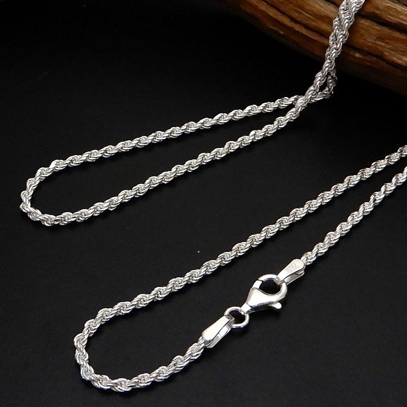 ロープチェーンネックレス シルバー925 カット ロープ ネックレス チェーン メンズ シルバーネックレス メンズネックレス シルバーチェーン メンズ レディース 男 女兼用 鎖 のみ 【幅1.9mm/40cm45cm50cm55cm60cm70cm】