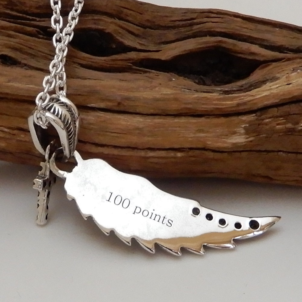 ネックレス メンズ シルバー925 十字架 フェザーネックレス シルバーネックレス メンズネックレス 羽 クロス ペンダント シルバー925 あずきチェーン付き ヘッド チェーン共にシルバー925 お守り パワー アクセサリー ブランド 100 point