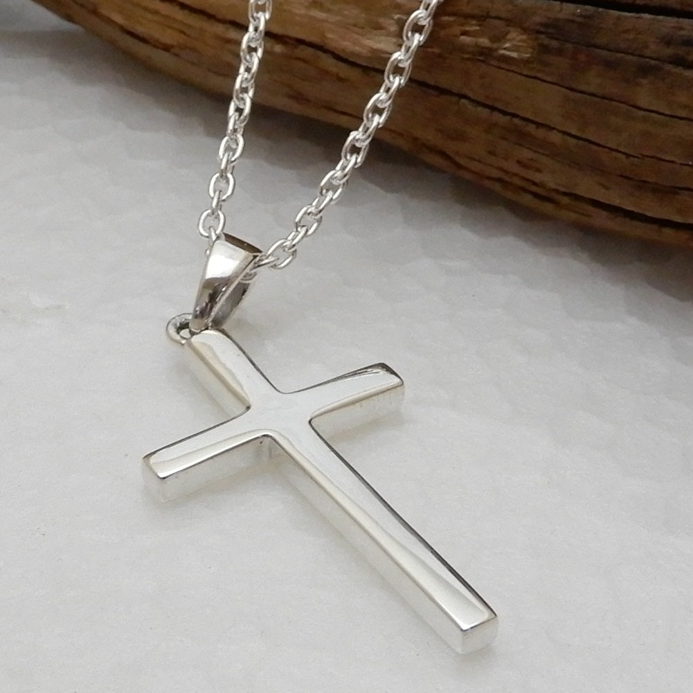 クロス ネックレス メンズ シルバー925 十字架 ネックレス シンプル ペンダント シルバーネックレス メンズ ラッキー アクセサリー 男女兼用 幅2.3mmあずきチェーン付き トップ チェーン共にSV925製 お守り パワー アクセサリー ブランド 100 point