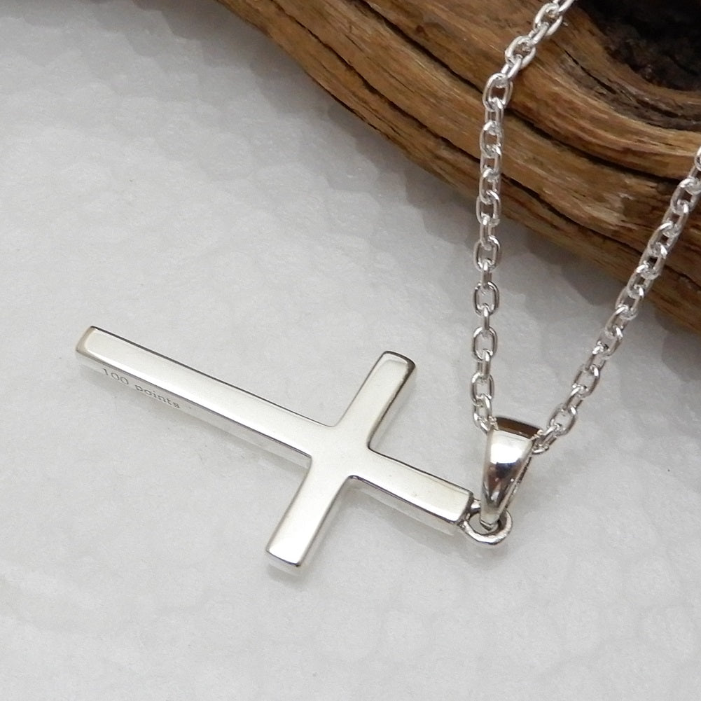 クロス ネックレス メンズ シルバー925 十字架 ネックレス シンプル ペンダント シルバーネックレス メンズ ラッキー アクセサリー 男女兼用 幅2.3mmあずきチェーン付き トップ チェーン共にSV925製 お守り パワー アクセサリー ブランド 100 point