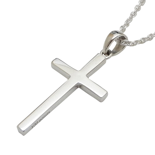 クロス ネックレス メンズ シルバー925 十字架 ネックレス シンプル ペンダント シルバーネックレス メンズ ラッキー アクセサリー 男女兼用 幅2.3mmあずきチェーン付き トップ チェーン共にSV925製 お守り パワー アクセサリー ブランド 100 point