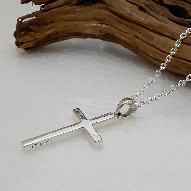 クロス ネックレス メンズ シルバー925 十字架 ネックレス シンプル ペンダント シルバーネックレス メンズ ラッキー アクセサリー 男女兼用 幅2.3mmあずきチェーン付き トップ チェーン共にSV925製 お守り パワー アクセサリー ブランド 100 point