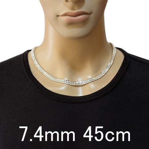 極太 7.4mm 太め チェーン ネックレス メンズ ダブル 喜平ネックレス シルバー925 シルバーネックレス メンズネックレス シルバーチェーン キヘイ きへい シンプル 喜平 チェーン だけ 男性