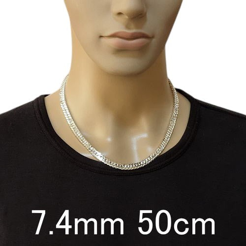 極太 7.4mm 太め チェーン ネックレス メンズ ダブル 喜平ネックレス シルバー925 シルバーネックレス メンズネックレス シルバーチェーン キヘイ きへい シンプル 喜平 チェーン だけ 男性