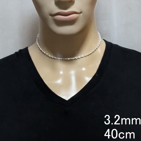 【幅3.2mm/40cm45cm50cm55cm60cm70cm80cm】 あずきチェーン チェーン ネックレス メンズ シルバー925 シルバーネックレス メンズネックレス 太め シルバーチェーン 4面 あずきネックレス 男 女 兼用 レディース 小豆 アズキ