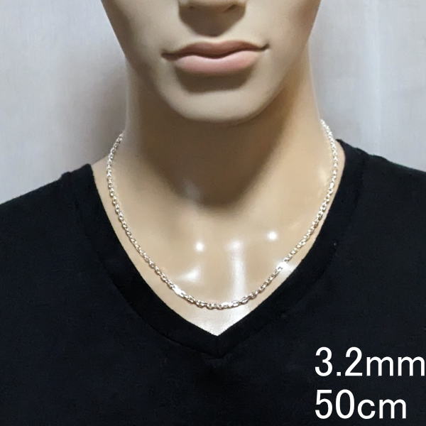 【幅3.2mm/40cm45cm50cm55cm60cm70cm80cm】 あずきチェーン チェーン ネックレス メンズ シルバー925 シルバーネックレス メンズネックレス 太め シルバーチェーン 4面 あずきネックレス 男 女 兼用 レディース 小豆 アズキ