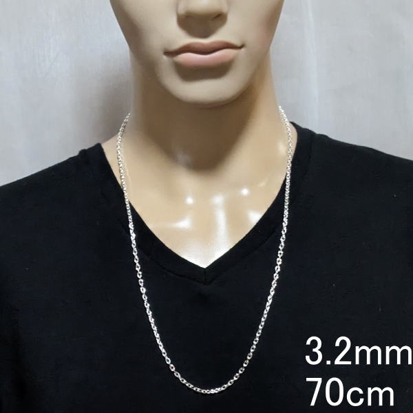 【幅3.2mm/40cm45cm50cm55cm60cm70cm80cm】 あずきチェーン チェーン ネックレス メンズ シルバー925 シルバーネックレス メンズネックレス 太め シルバーチェーン 4面 あずきネックレス 男 女 兼用 レディース 小豆 アズキ