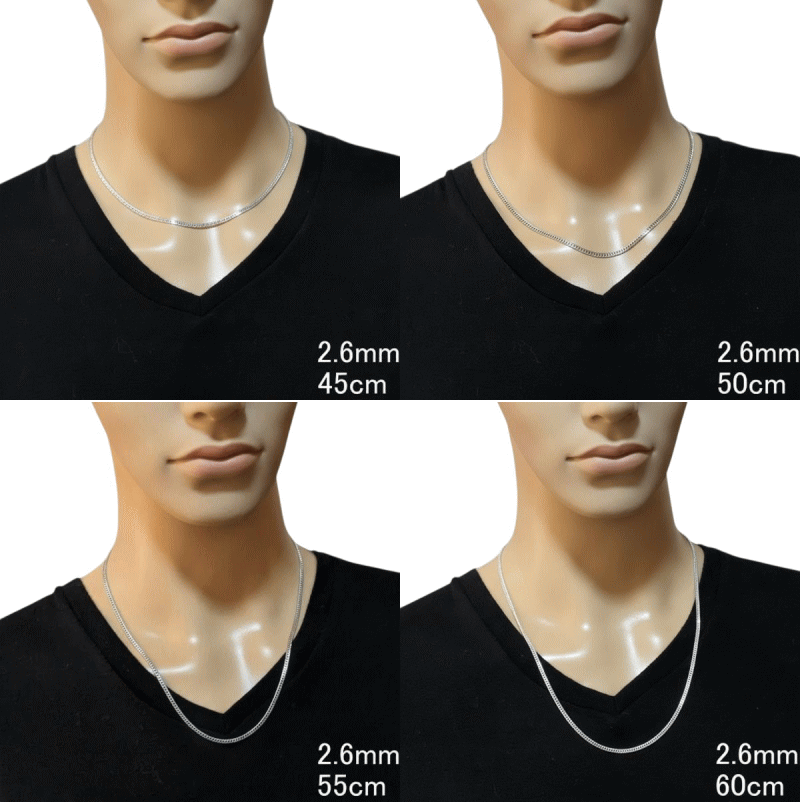 ロジウム加工 2.6mm ダブル喜平 チェーン ネックレス シルバー925 喜平ネックレス メンズネックレス シルバーネックレス シルバーチェーン ネックレス メンズ ダブル キヘイ きへい シンプル 喜平チェーン