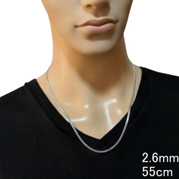 ロジウム加工 2.6mm ダブル喜平 チェーン ネックレス シルバー925 喜平ネックレス メンズネックレス シルバーネックレス シルバーチェーン ネックレス メンズ ダブル キヘイ きへい シンプル 喜平チェーン