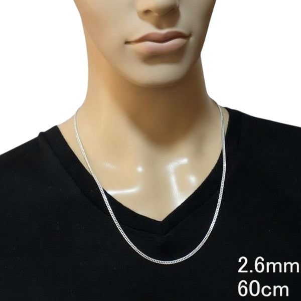 ロジウム加工 2.6mm ダブル喜平 チェーン ネックレス シルバー925 喜平ネックレス メンズネックレス シルバーネックレス シルバーチェーン ネックレス メンズ ダブル キヘイ きへい シンプル 喜平チェーン